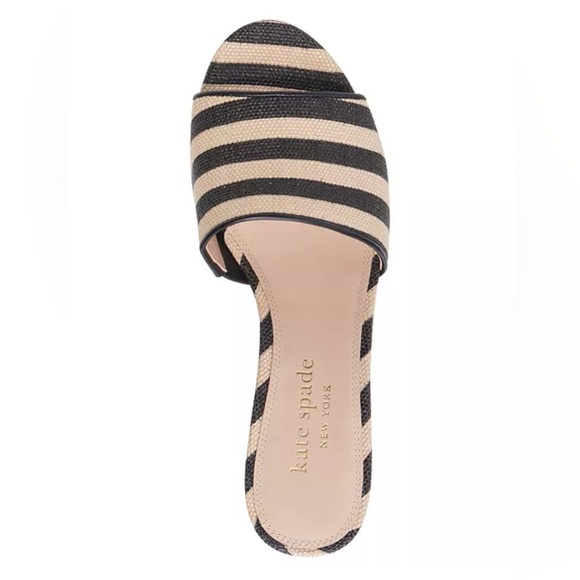 Kate Spade New York Ibiza Platform Sandals Black White Stripe - Picture 5 of 14